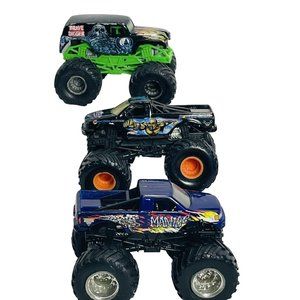 Monster Jams Hot Wheels Diecast Maniac Grave Digger Power Formula Trucks 3.5"